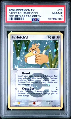 2004 POKEMON EX FIRE RED & LEAF GREEN #23 FARFETCH'D-REVERSE FOIL PSA 8 - Image 1