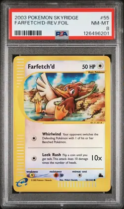 2003 POKEMON SKYRIDGE #55 FARFETCH'D-REVERSE FOIL PSA 8 - Image 1