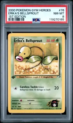 2000 POKEMON GYM HEROES 1ST EDITION #76 ERIKA'S BELLSPROUT PSA 8 - Image 1
