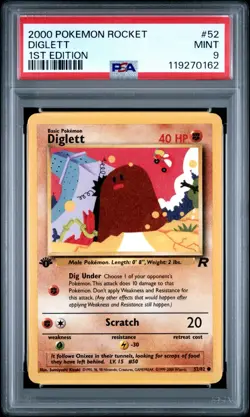 2000 POKEMON TEAM ROCKET 1ST EDITION #52 DIGLETT PSA 9 - Image 1