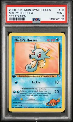2000 POKEMON GYM HEROES 1ST EDITION #86 MISTY'S HORSEA PSA 9 - Image 1