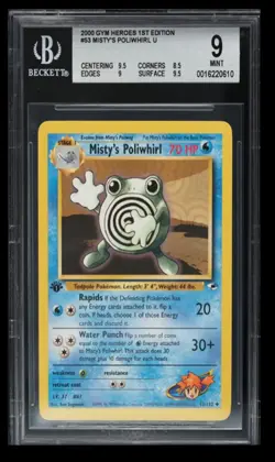 2000 Gym Heroes 1st Edition Misty's Poliwhirl BGS 9 English #53 Uncommon - Image 1