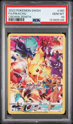 2023 POKEMON SWORD & SHIELD CROWN ZENITH #160 FULL ART/PIKACHU PSA 10 - Image 1