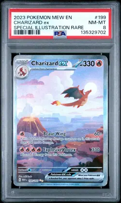 2023 POKEMON MEW EN-151 SPECIAL ILLUSTRATION RARE #199 CHARIZARD EX PSA 8 - Image 1