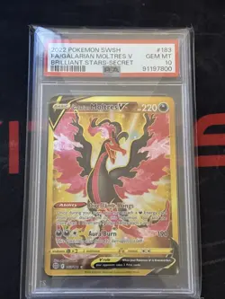 Pokemon Galarian Moltres v TCG Holo Card Brilliant Stars 183/172 PSA 10 - Image 1