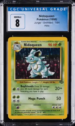 1999 POKEMON JUNGLE #7 NIDOQUEEN-HOLO CGC 8 - Image 1