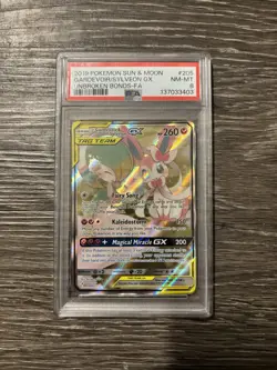 2019 POKEMON UNBROKEN BONDS GARDEVOIR & SYLVEON GX 205/214 PSA 8 - Image 1