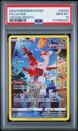 2023 POKEMON SWORD & SHIELD CROWN ZENITH #GG20 FULL ART/LATIAS PSA 10 - Image 1