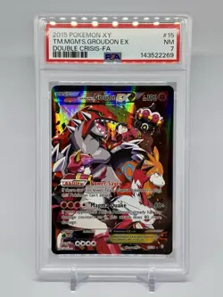 2015 POKEMON XY DOUBLE CRISIS #15 FULL ART/TEAM MAGMA'S GROUDON EX PSA 7 - Image 1