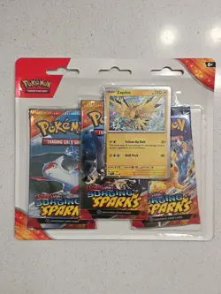 Pokemon TCG Surging Sparks 3 Pack Blister Sealed - Image 1