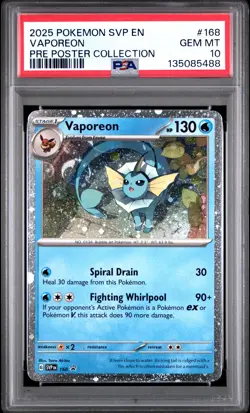 2025 POKEMON SVP EN-SV BLACK STAR PROMO #168 VAPOREON PSA 10 - Image 1