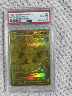 Pokemon 2025 Mega Evolution Mega Hyper Rare #188 Mega Lucario EX PSA 10 - Image 1