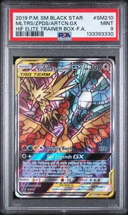 Moltres Zapdos & Articuno Hidden Fates Pokemon Black Star Promo SM210 PSA 9 - Image 1