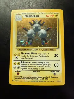Magneton 9/102, Base Set, Holo Rare, Pokemon TCG, WOTC, Vintage 1999, NM - Image 1