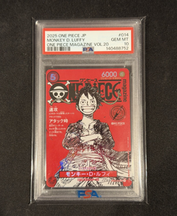 2025 ONE PIECE MAGAZINE VOL 20 ST21 014 MONKEY D LUFFY JAPANESE PROMO PSA 10 - Image 1