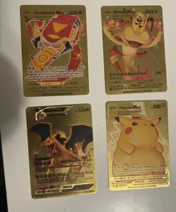 Excellent Gold Pokemon Card Lot Of 4 Pikachu Charizard - Image 1