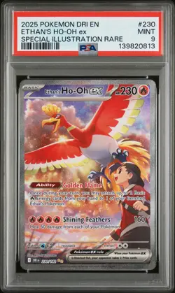 2025 POKEMON DESTINED RIVALS SPECIAL ILLUSTRATION RARE ETHAN'S HO-OH EX PSA 9 - Image 1