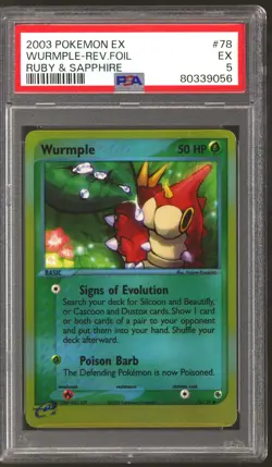 Pokemon Ruby & Sapphire Reverse Holo Foil Wurmple 78/109 PSA 5 - Image 1