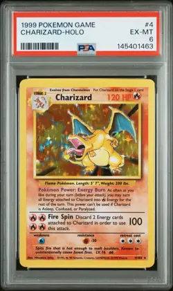 Pokemon Charizard Base Set Holo Rare #4/102 PSA 6 English 1999 - Image 1