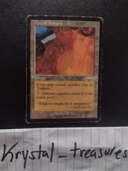 MTG Exodus City of Traitors Rare MP Worn but Playable Land Card Vintage - Image 1
