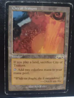 MTG Exodus City of Traitors Rare MP Worn but Playable Land Card Vintage - Image 2