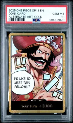 2025 ONE PIECE OP13-CARRYING ON HIS WILL ALTERNATE ART-GOLD DON!! CARD PSA 10 - Image 1