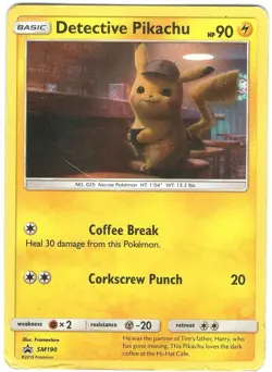 Detective Pikachu SM190 Pokemon Promo Holo Black Star Promo Movie Promo Card - Image 1