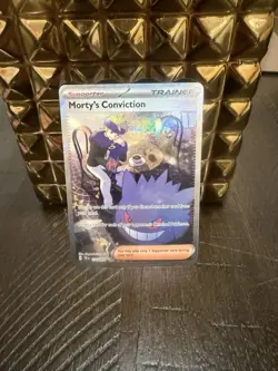 Pokemon TCG Morty's Conviction Trainer Card Holo Gold Star 211/162 NM/M - Image 1