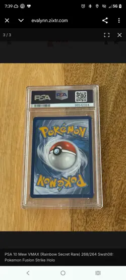 Pokemon Mew VMAX 268/264 Fusion Strike Secret Rare Rainbow PSA 10 Holo 2021 - Image 1