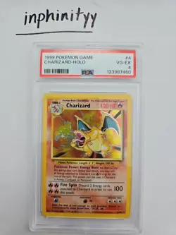 1999 Pokemon Base Set Unlimited Charizard Holo #4 PSA New Cert - Image 1