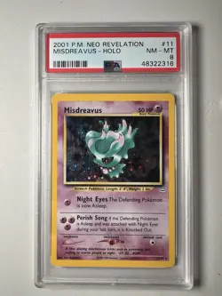 Misdreavus Neo Revelation Holo PSA 8 Double Holo Error With Swirl Pokemon 2001 - Image 1