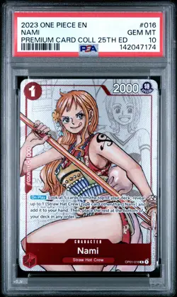 2023 ONE PIECE PREM BANDAI PREM CARD COLL 25TH ED #016 NAMI PSA 10 - Image 1