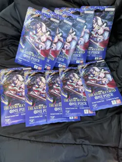 One Piece OP14 The Azure Sea’s Seven Sleeved Booster Pack Lot Of 10 - In Hand - Image 1