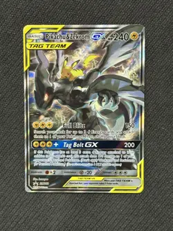 NM Pikachu & Zekrom GX SM168 Alternate Art Promo Holo Pokemon Card - Image 1