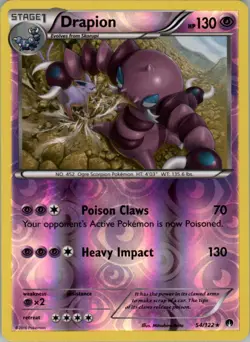 Drapion 54/122 Reverse Holo Pokemon Card English XY Breakpoint Played - Image 1