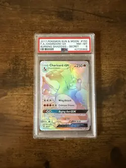 2017 Pokemon Sun & Moon #150 Charizard GC - Burning Shadows Secret Rare PSA 8 NM - Image 1