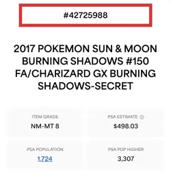 2017 Pokemon Sun & Moon #150 Charizard GC - Burning Shadows Secret Rare PSA 8 NM - Image 3