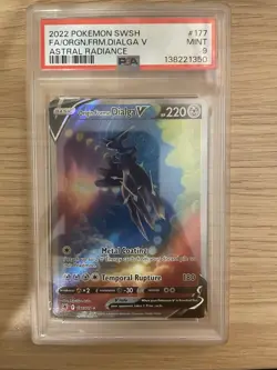 2022 POKEMON SWORD & SHIELD ASTRAL RADIANCE FULL ART/ORIGIN FORME DIALGA V PSA 9 - Image 1