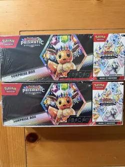 Pokemon Prismatic Evolutions Surprise Box + Booster Bundle Sams Club Sealed X2 - Image 1