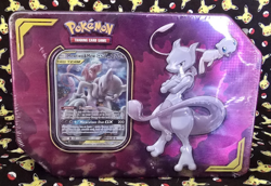 Pokemon TCG: Mewtwo & Mew GX Tag Team Power Partnership Tin Factory Sealed - Image 1