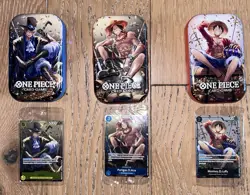 Monkey D Luffy Ace Sabo Set Of 3 P-075 One Piece Promo Tin Set Vol 2 - SEALED - Image 1