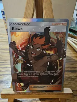 Pokemon Kiawe Trainer Card Burning Shadows Full Art 144/147 Holo - Image 1