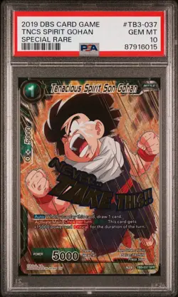 Tenacious Spirit Son Gohan SPR TB3-037 Foil Dragon Ball Card Game PSA 10 - Image 1