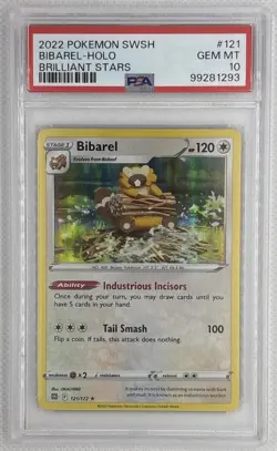 2022 Pokemon SWSH Bibarel-Holo #121 Brilliant Stars PSA 10 Gem Mint 🌶🥵 - Image 1