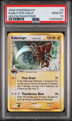 2006 POKEMON EX HOLON PHANTOMS #9 KABUTOPS-HOLO PSA 10 - Image 1