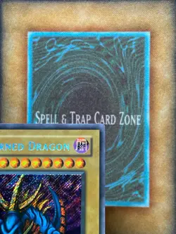 Yugioh Tri-Horned Dragon LOB-000 Secret Rare 1ST EDITION WAVY PRINT LP - Image 5