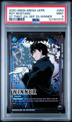2025 Roy Mustang Alternate Art Winner Foil UEPR FMA-1-053 Union Arena PSA 9 - Image 1