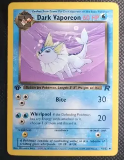 Dark Vaporeon Rocket 1st Edition Uncommon Pokemon Card 35/82 - Near Mint NM - Image 1