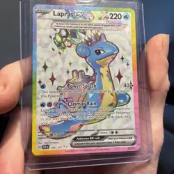 Pokemon TCG Stellar Crown Lapras EX Full Art Card 158/142 Mint Condition - Image 1