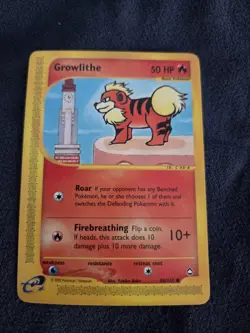 Growlithe 80/147 Aquapolis Common Pokemon TCG Card Vintage E-Reader LP - Image 3